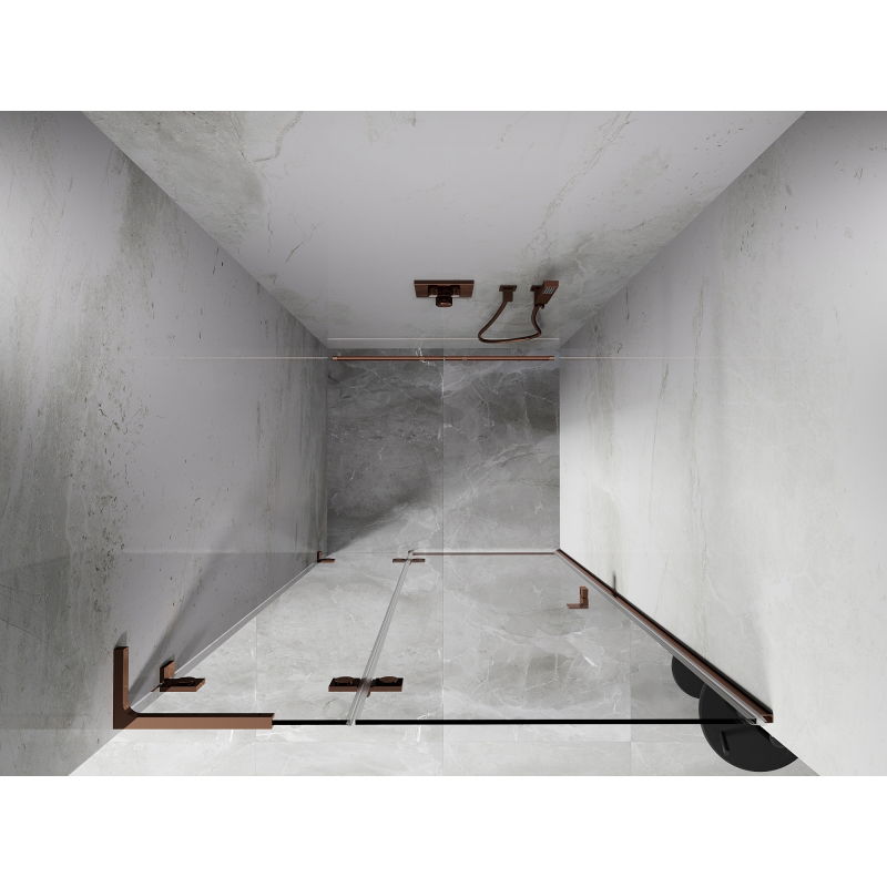 Mexen Lunar L porte de douche pivotante gauche 85 cm, transparent, or rose - 834L-085-000-60-00-L