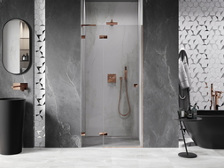Mexen Lunar L draaideur voor douche links 115 cm, transparant, roze goud - 834L-115-000-60-00-L