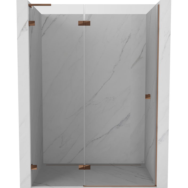 Mexen Lunar L porta doccia a battente sinistra 130 cm, trasparente, oro rosa - 834L-130-000-60-00-L