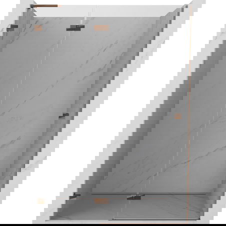 Mexen Lunar L vikbara duschdörrar vänster 130 cm, transparent, roséguld - 834L-130-000-60-00-L