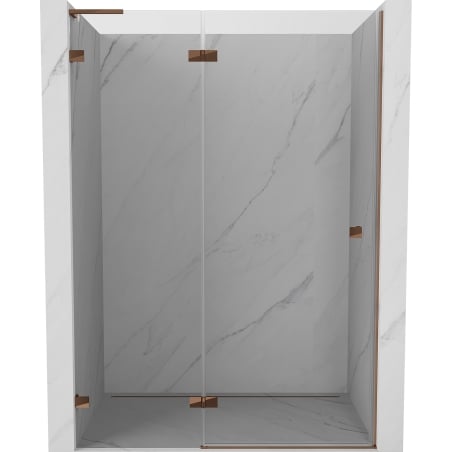 Mexen Lunar L drzwi prysznicowe uchylne lewe 135 cm, transparent, różowe złoto - 834L-135-000-60-00-L
