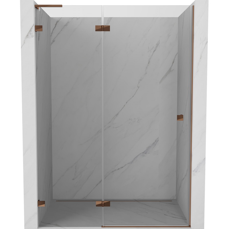 Mexen Lunar L drzwi prysznicowe uchylne lewe 140 cm, transparent, różowe złoto - 834L-140-000-60-00-L