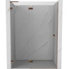 Mexen Lunar L drzwi prysznicowe uchylne lewe 140 cm, transparent, różowe złoto - 834L-140-000-60-00-L