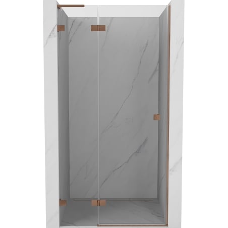 Mexen Lunar L puerta de ducha abatible izquierda 85 cm, transparente, cobre cepillado - 834L-085-000-65-00-L
