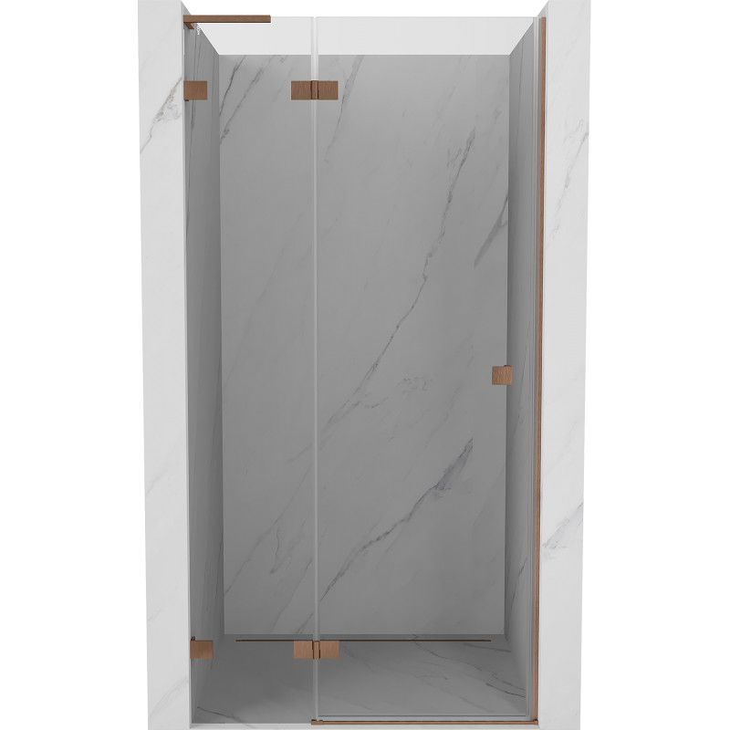 Mexen Lunar L drzwi prysznicowe uchylne lewe 115 cm, transparent, miedź szczotkowana - 834L-115-000-65-00-L