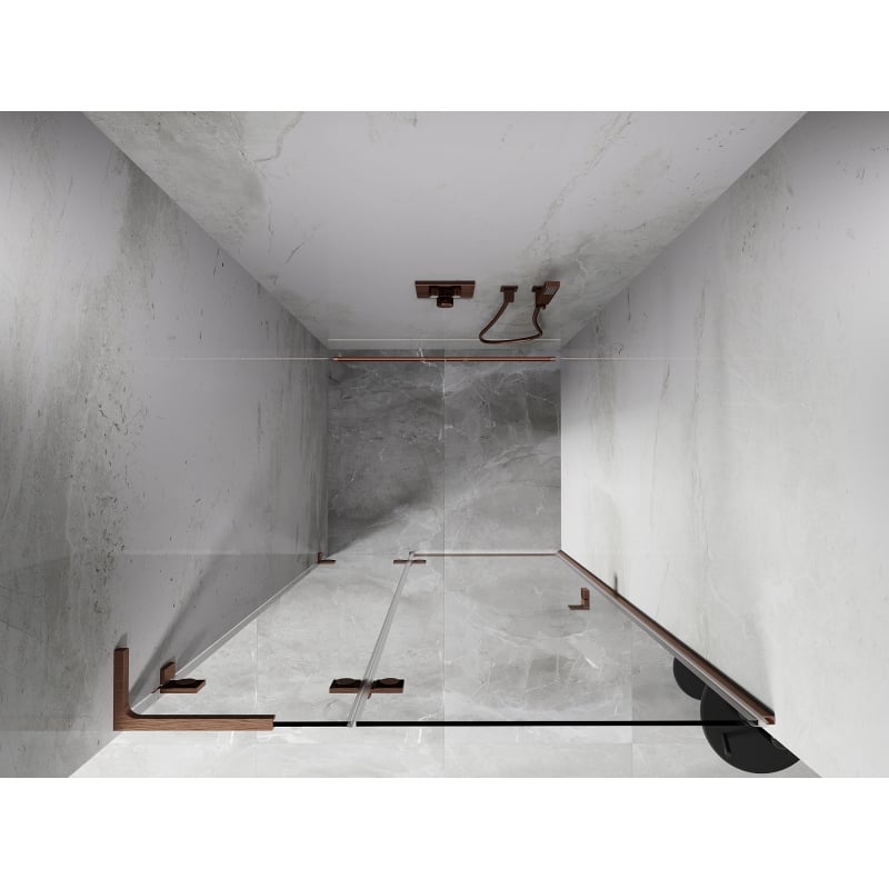 Mexen Lunar L porte de douche pivotante gauche 115 cm, transparent, cuivre brossé - 834L-115-000-65-00-L