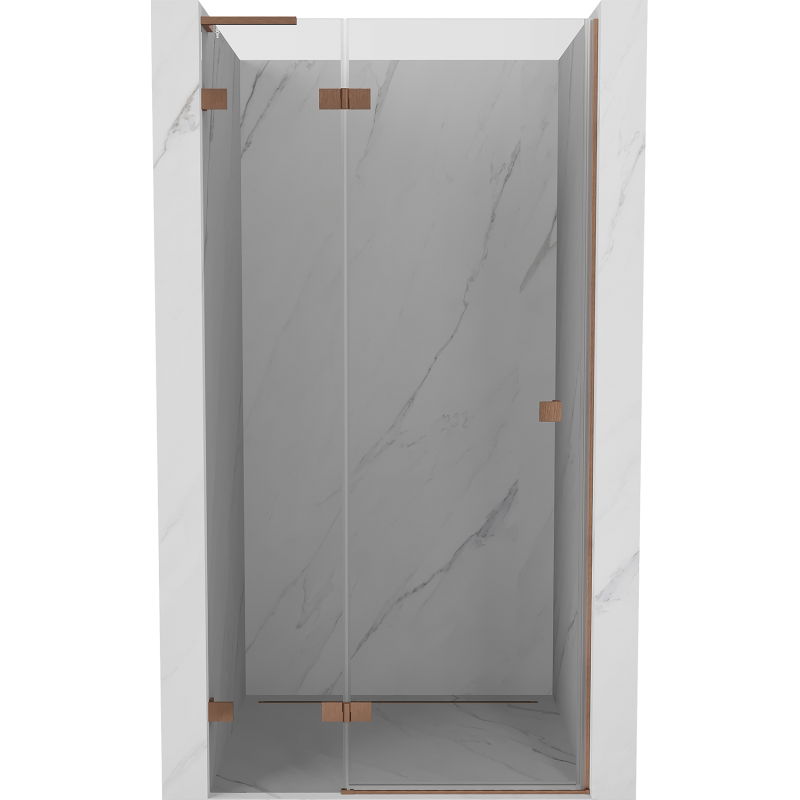 Mexen Lunar L Duschpendeltür links 120 cm, transparent, gebürstetes Kupfer - 834L-120-000-65-00-L