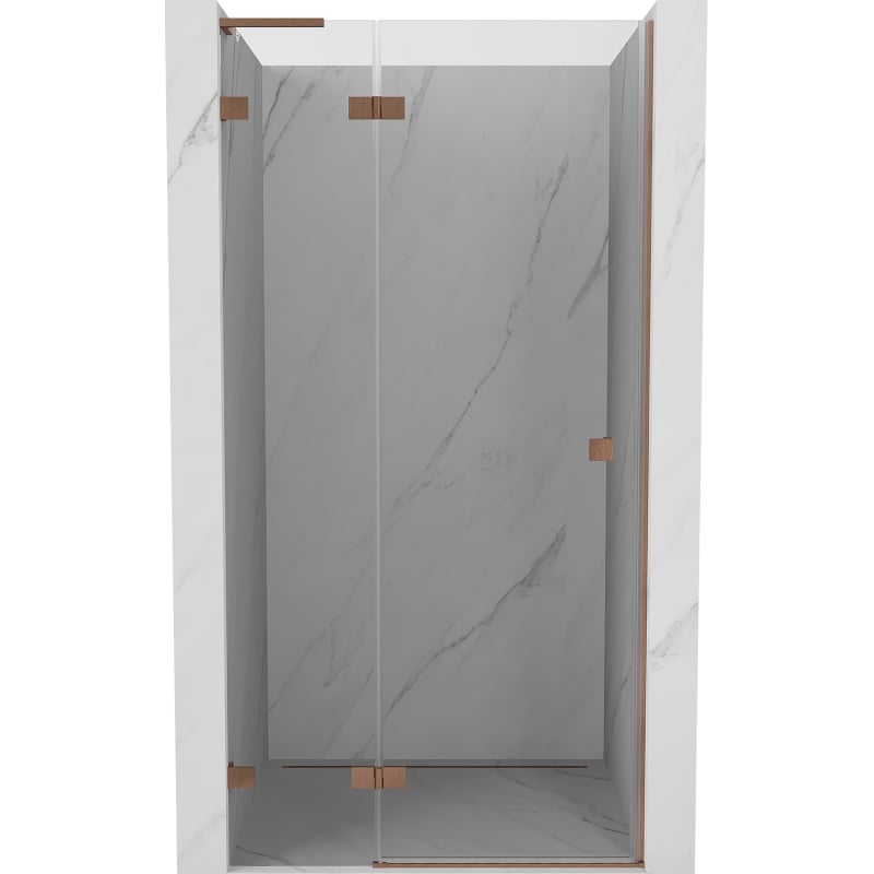 Mexen Lunar L puerta de ducha abatible izquierda 125 cm, transparente, cobre cepillado - 834L-125-000-65-00-L