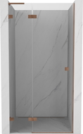Mexen Lunar L lijeva nagibna tuš vrata 125 cm, prozirna, brušeni bakar - 834L-125-000-65-00-L