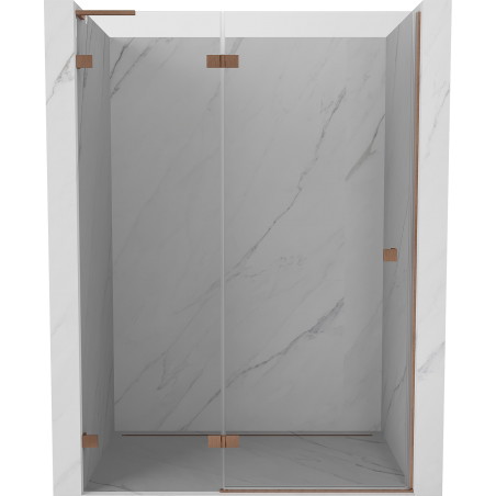 Mexen Lunar L drzwi prysznicowe uchylne lewe 130 cm, transparent, miedź szczotkowana - 834L-130-000-65-00-L