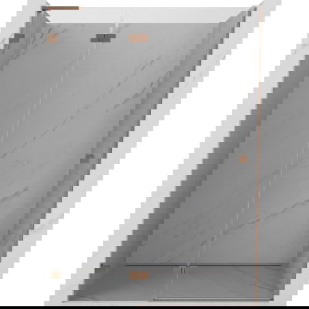 Mexen Lunar L kreisās pusē atveramas dušas durvis 130 cm, caurspīdīgas, matēta vara apdare - 834L-130-000-65-00-L