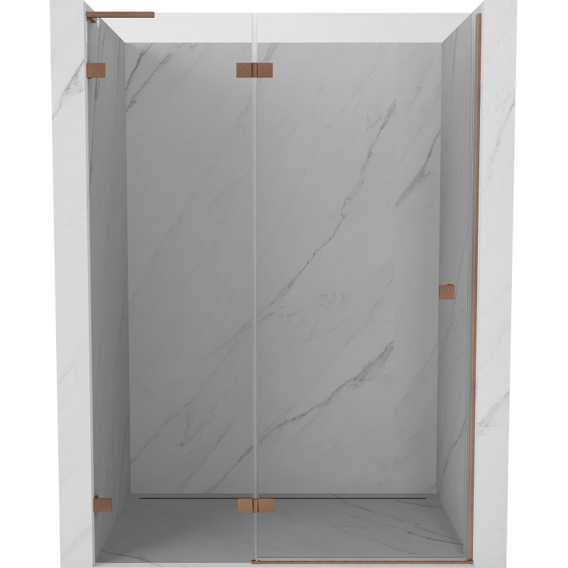 Mexen Lunar L Duschdrehtür links 140 cm, transparent, gebürstetes Kupfer - 834L-140-000-65-00-L