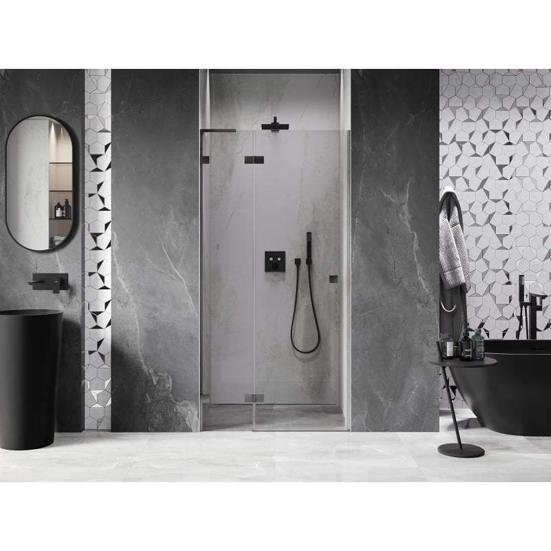 Mexen Lunar L porte de douche pivotante gauche 80 cm, transparent, gris canon brossé - 834L-080-000-66-00-L