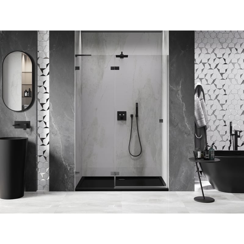 Mexen Lunar L paroi de douche pivotante gauche 130 cm, transparente, gris canon brossé - 834L-130-000-66-00-L