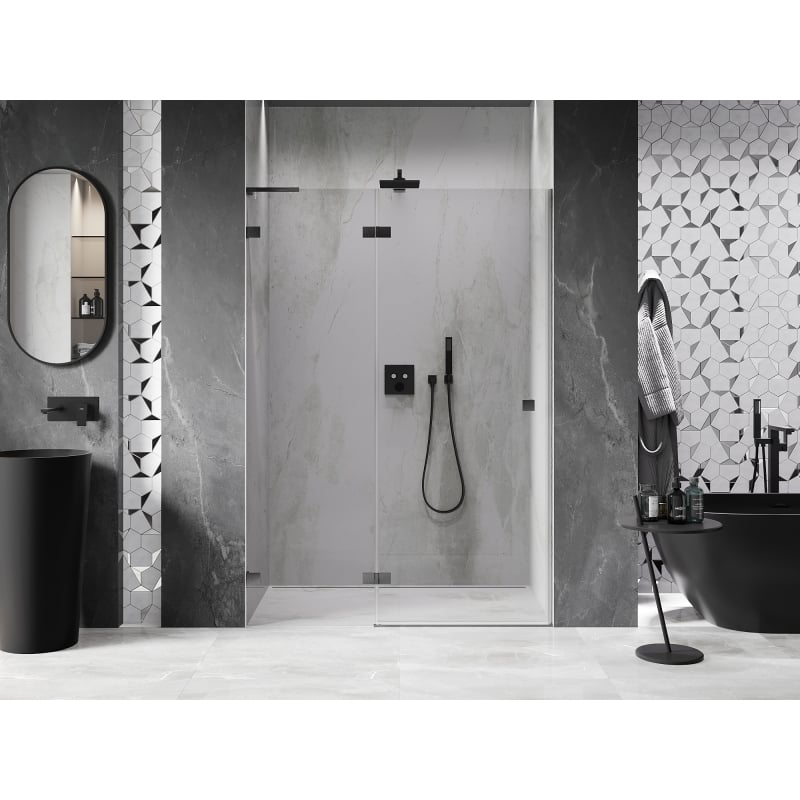 Mexen Lunar L paroi de douche pivotante gauche 130 cm, transparente, gris canon brossé - 834L-130-000-66-00-L