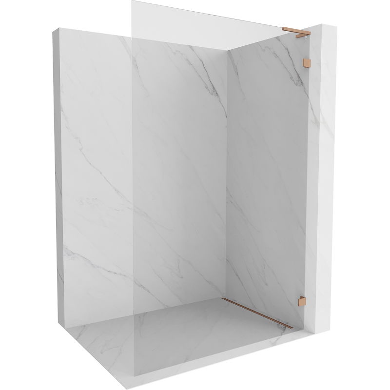 Mexen Lunar L Duschwand Walk-in rechts 80 x 200 cm, transparent 8 mm, gebürstetes Kupfer - 830L-080-000-65-00-P