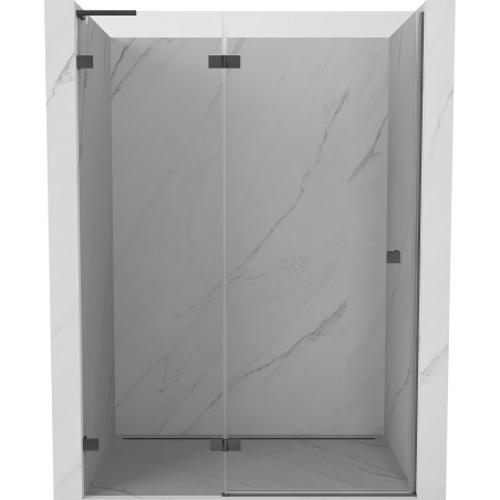 Mexen Lunar L drzwi prysznicowe uchylne lewe 140 cm, transparent, gun gray szczotkowany - 834L-140-000-66-00-L