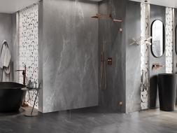 Mexen Lunar L Duschwand Walk-in rechts 120 x 200 cm, transparent 8 mm, gebürstetes Kupfer - 830L-120-000-65-00-P