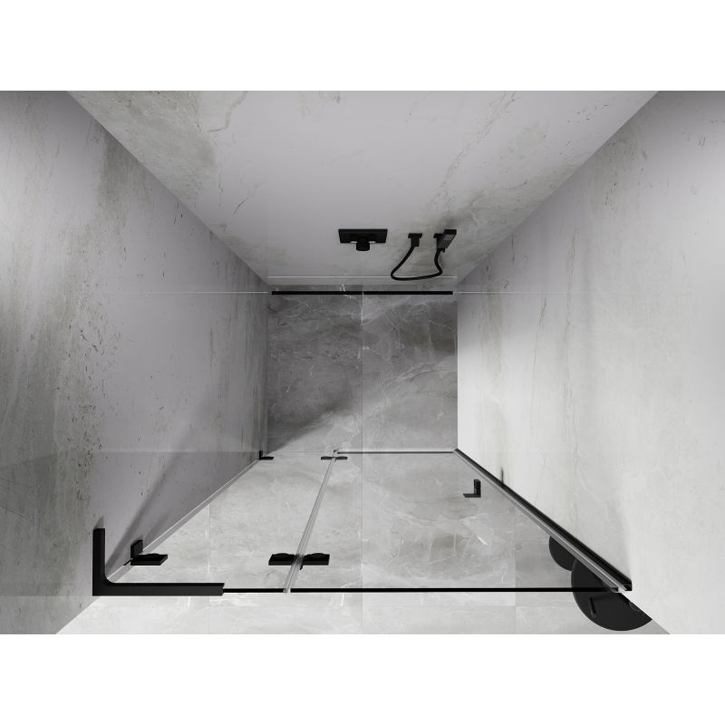 Mexen Lunar L vikbara duschdörrar vänster 80 cm, transparent, svart - 834L-080-000-70-00-L