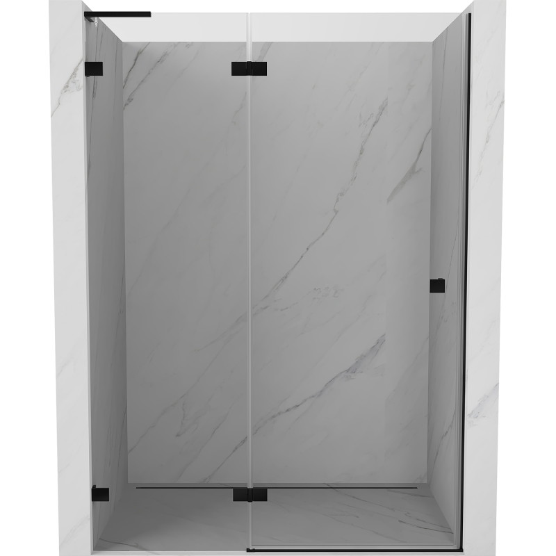 Mexen Lunar L vasakule avanevad duššiuksed 130 cm, läbipaistev, must - 834L-130-000-70-00-L