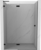 Mexen Lunar L lijeva preklopna tuš vrata 130 cm, prozirna, crna - 834L-130-000-70-00-L