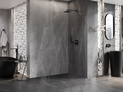 Mexen Lunar L Stenska tuš kabina Walk-in desna 100 x 200 cm, prozorna 8 mm, brušeno sivo - 830L-100-000-66-00-P