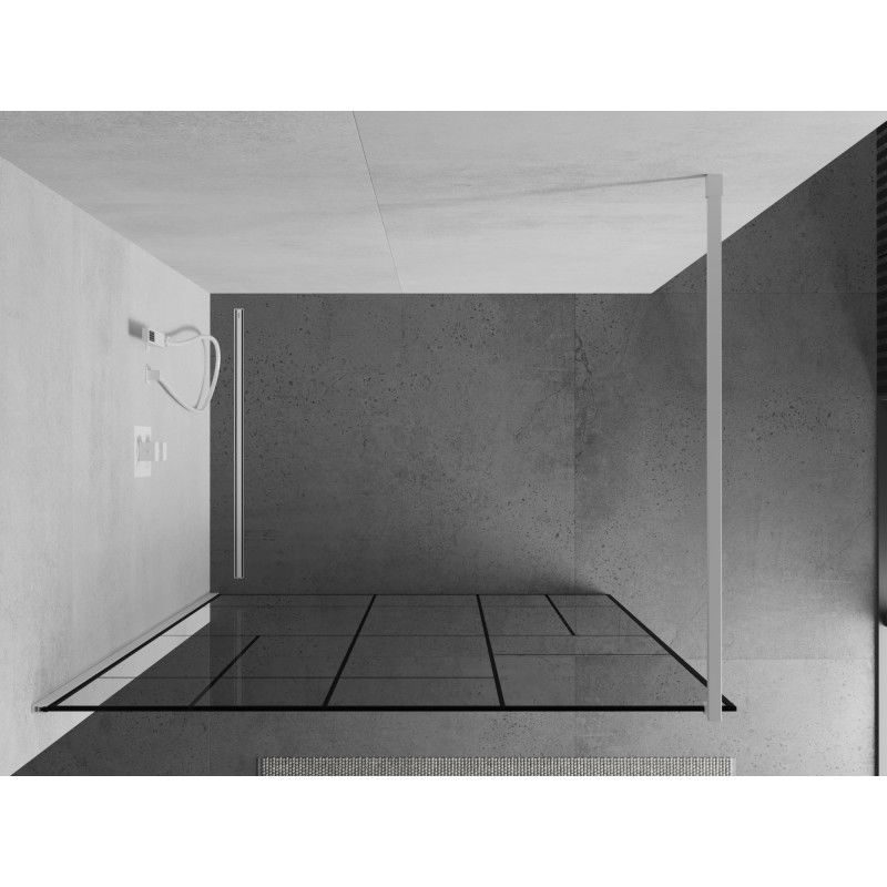 Mexen Kioto parede de duche Walk-in 110 x 200 cm, padrão preto 8 mm, branco - 800-110-101-20-78