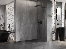 Mexen Lunar L ścianka prysznicowa Walk-in prawa 50 x 200 cm, transparent 8 mm, czarna - 830L-050-000-70-00-P