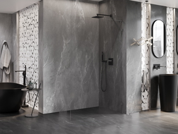 Mexen Lunar L parede de duche Walk-in direita 90 x 200 cm, transparente 8 mm, metal canhão - 830L-090-000-95-00-P