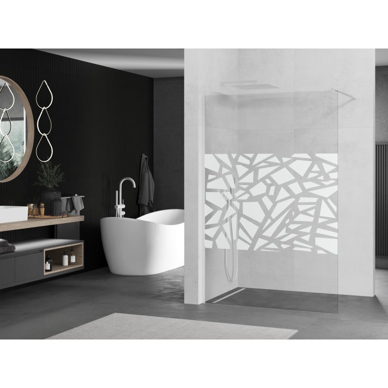 Mexen Kioto mampara de ducha Walk-in 80 x 200 cm, patrón blanco 8 mm, blanco - 800-080-101-20-85