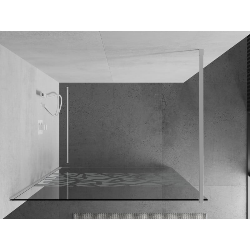 Mexen Kioto mampara de ducha Walk-in 80 x 200 cm, patrón blanco 8 mm, blanco - 800-080-101-20-85