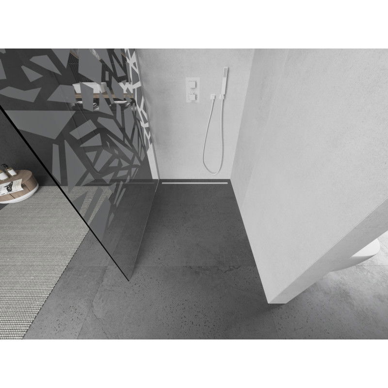 Mexen Kioto tuš stena Walk-in 90 x 200 cm, bel vzorec 8 mm, bela - 800-090-101-20-85