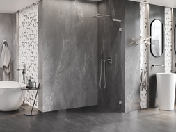 Mexen Lunar L Duschwand Walk-in rechts 100 x 200 cm, transparent 8 mm, gebürsteter Nickel - 830L-100-000-97-00-P