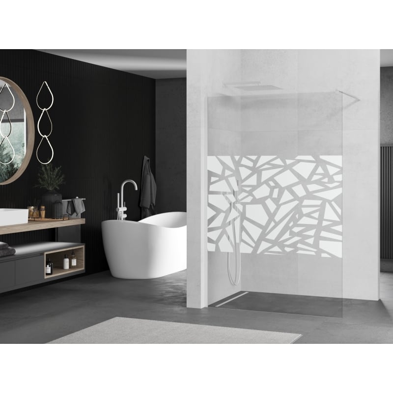 Mexen Kioto dušisein Walk-in 100 x 200 cm, valge muster 8 mm, valge - 800-100-101-20-85