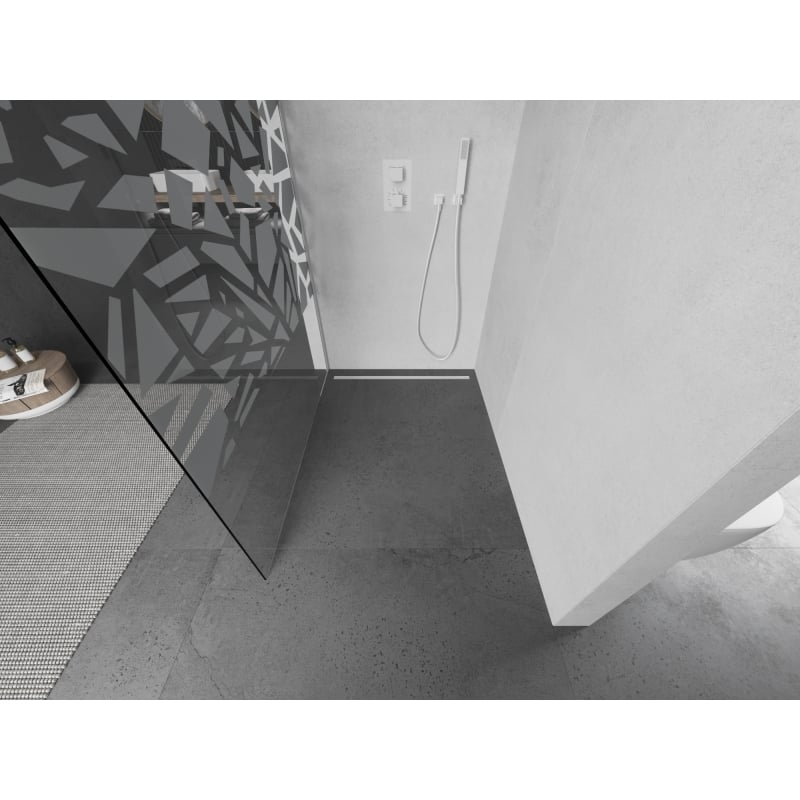 Mexen Kioto ścianka prysznicowa Walk-in 110 x 200 cm, biały wzór 8 mm, biała - 800-110-101-20-85