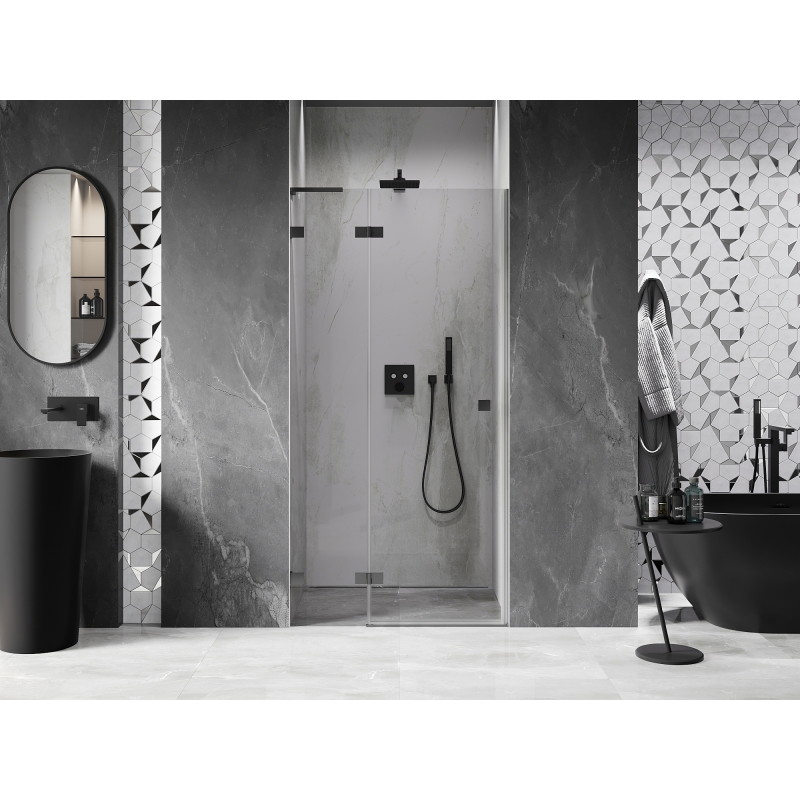 Mexen Lunar L vasakpoolne dušiuks, 90 cm, läbipaistev, gun metal - 834L-090-000-95-00-L