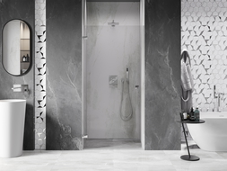 Mexen Lunar-B douchedeur links scharnierend 70 cm, transparant, chroom - 832-070-000-01-00-L