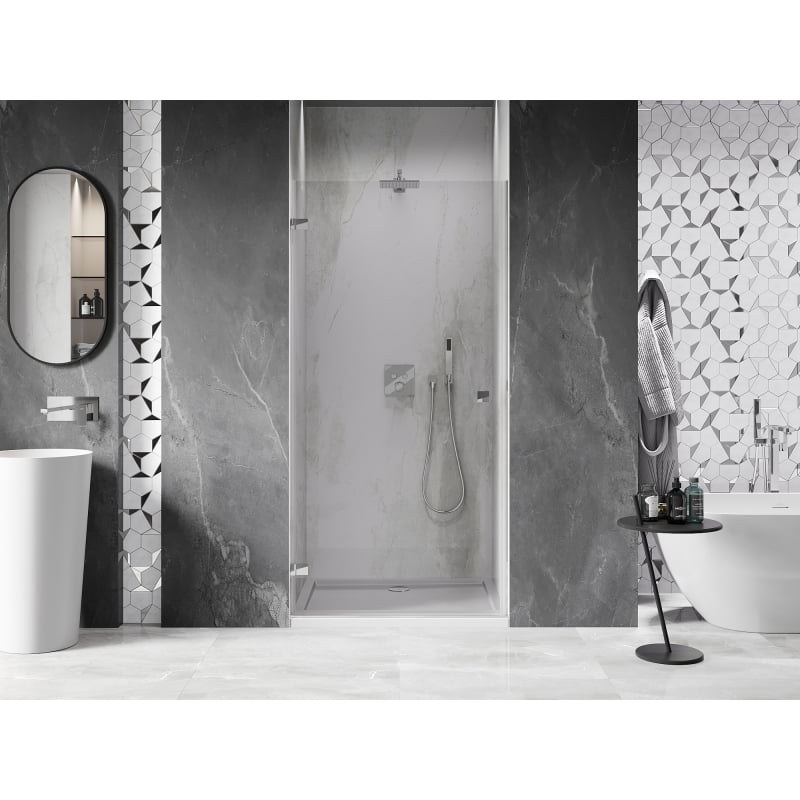 Mexen Lunar-B left hinged shower door 85 cm, transparent, chrome - 832-085-000-01-00-L