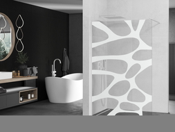 Mexen Kioto Walk-in-Duschwand 80 x 200 cm, weiße Welle 8 mm, weiß - 800-080-101-20-97