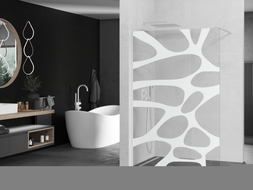 Mexen Kioto zidna tuš stijenka Walk-in 90 x 200 cm, bijeli val 8 mm, bijela - 800-090-101-20-97