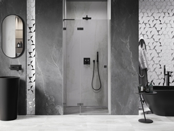 Mexen Lunar L porte de douche pivotante gauche 100 cm, transparent, gun metal - 834L-100-000-95-00-L