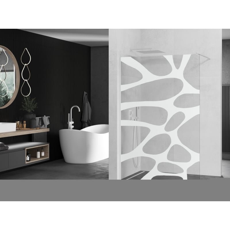 Mexen Kioto ścianka prysznicowa Walk-in 100 x 200 cm, biała fala 8 mm, biała - 800-100-101-20-97