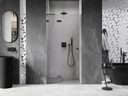 Mexen Lunar L Left Hinged Shower Door 120 cm, Transparent, Gun Metal - 834L-120-000-95-00-L