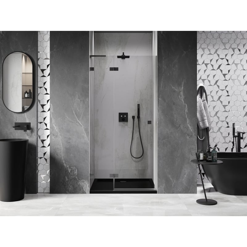 Mexen Lunar L drzwi prysznicowe uchylne lewe 125 cm, transparent, gun metal - 834L-125-000-95-00-L
