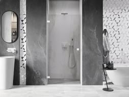 Porte de douche pivotante Mexen Lunar-B gauche 60 cm, transparent, blanc - 832-060-000-20-00-L