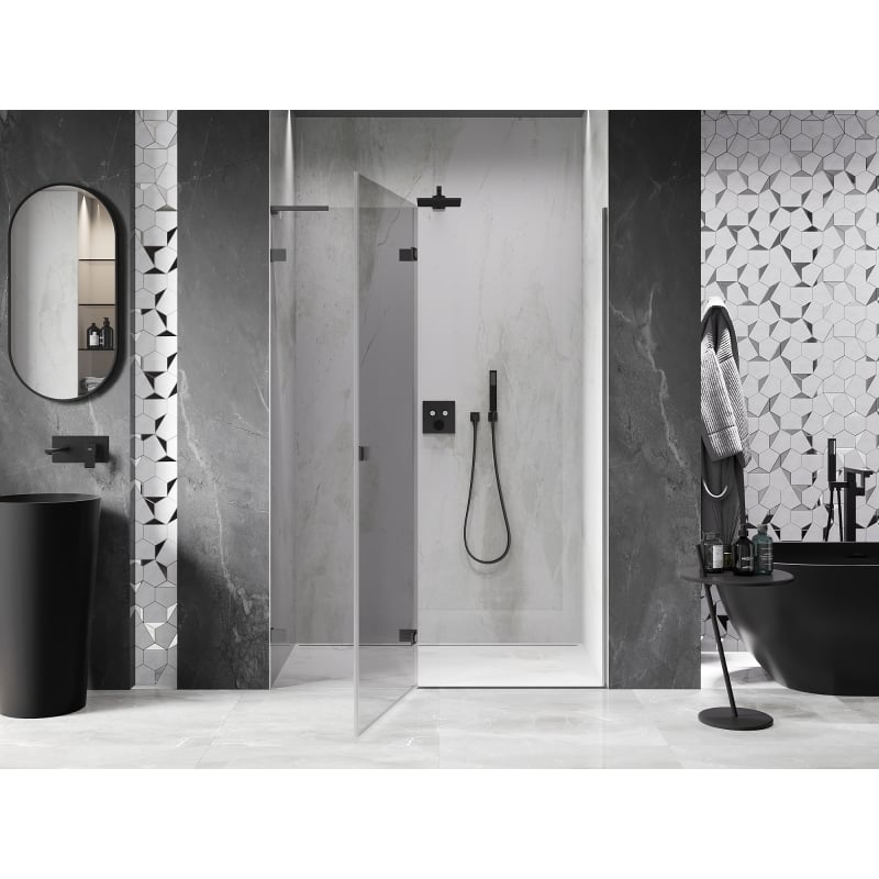 Mexen Lunar L dušiuks uksed vasak 135 cm, läbipaistev, püssmetall - 834L-135-000-95-00-L