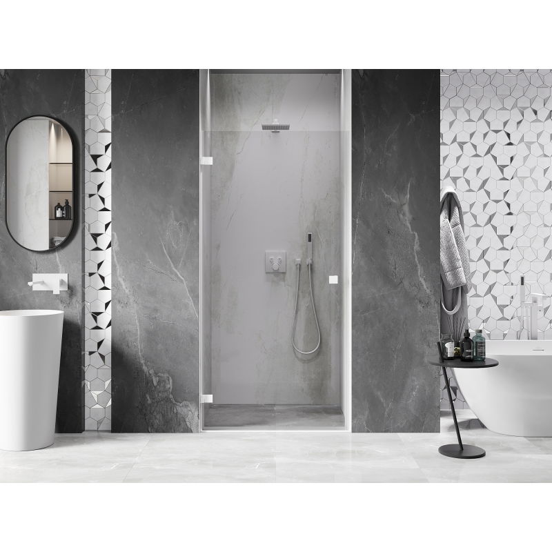 Mexen Lunar-B porte de douche pivotante gauche 75 cm, transparent, blanc - 832-075-000-20-00-L