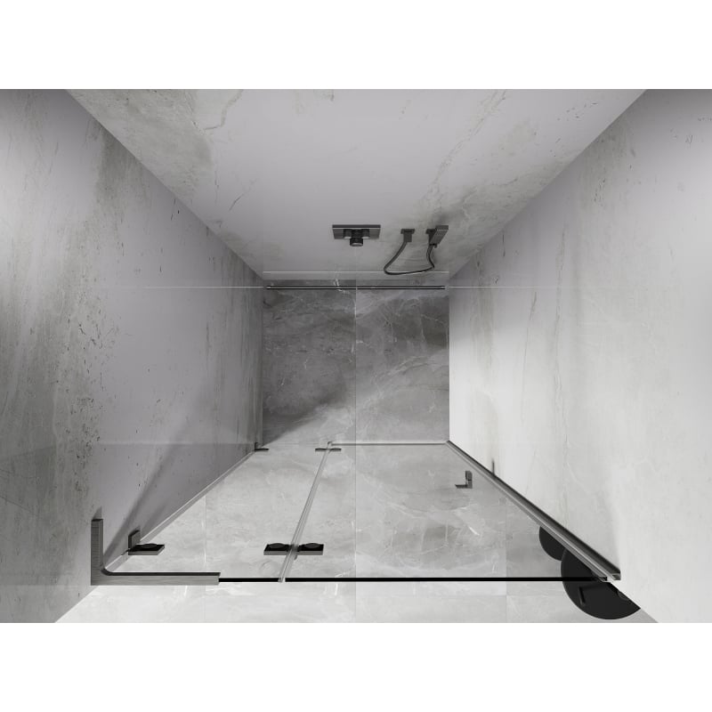 Mexen Lunar L draaideur douchedeur links 70 cm, transparant, geborsteld nikkel - 834L-070-000-97-00-L