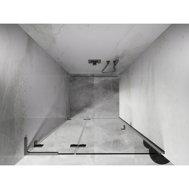 Mexen Lunar L drzwi prysznicowe uchylne lewe 80 cm, transparent, nikiel szczotkowany - 834L-080-000-97-00-L