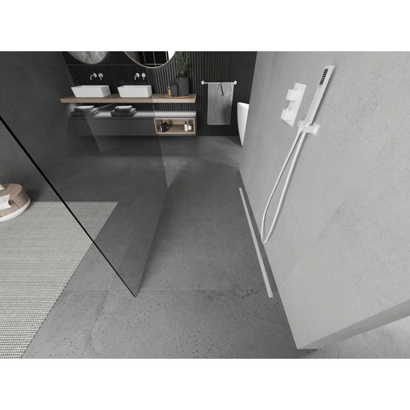 Mexen Kioto vrijstaande douchewand 130 x 200 cm, transparant 8 mm, wit - 800-130-002-20-00